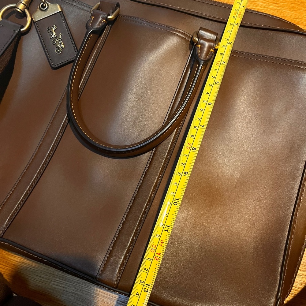 COACH Metropolitan Slim Brief (Briefcase) in Saddle Brown and Brass - Picture 6 of 8
